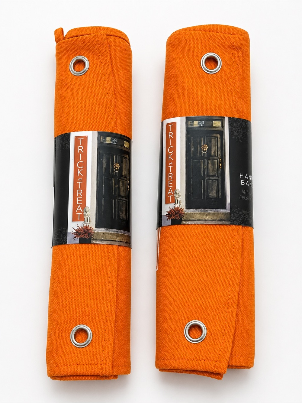 Trick or Treat Halloween Orange Hanging Porch Banners Set of 2 Grommet Decor - Picture 2 of 3